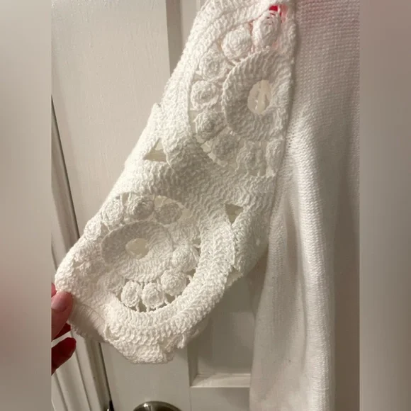 By Anthropologie Short-Sleeve Crochet Cardigan Sweater - Picture 6 of 13